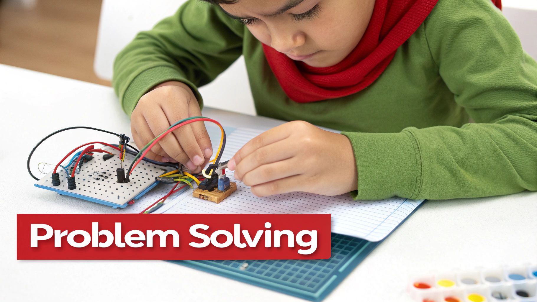 Child excitedly engaged in a hands-on learning activity, sparking curiosity.