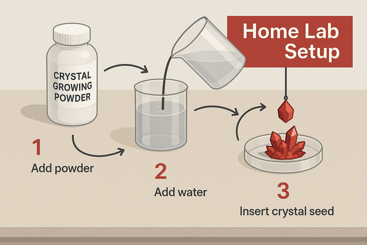 Infographic about crystal growing kit instructions