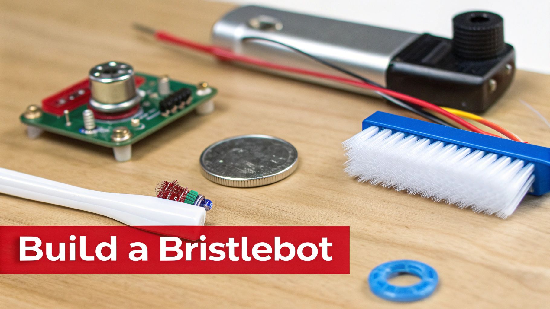 A child engaged in building a simple robot with colorful wires and components.