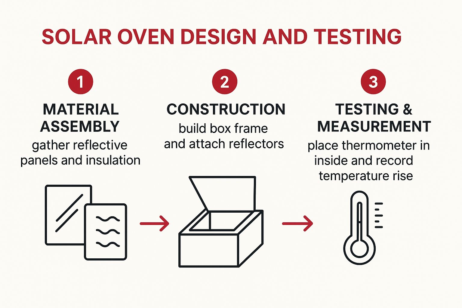 Infographic showing key data about Solar Oven Design and Testing