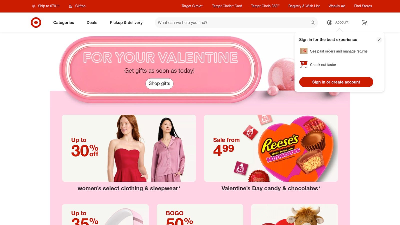 Target website showcasing deals on games for kids, including specific age filters.