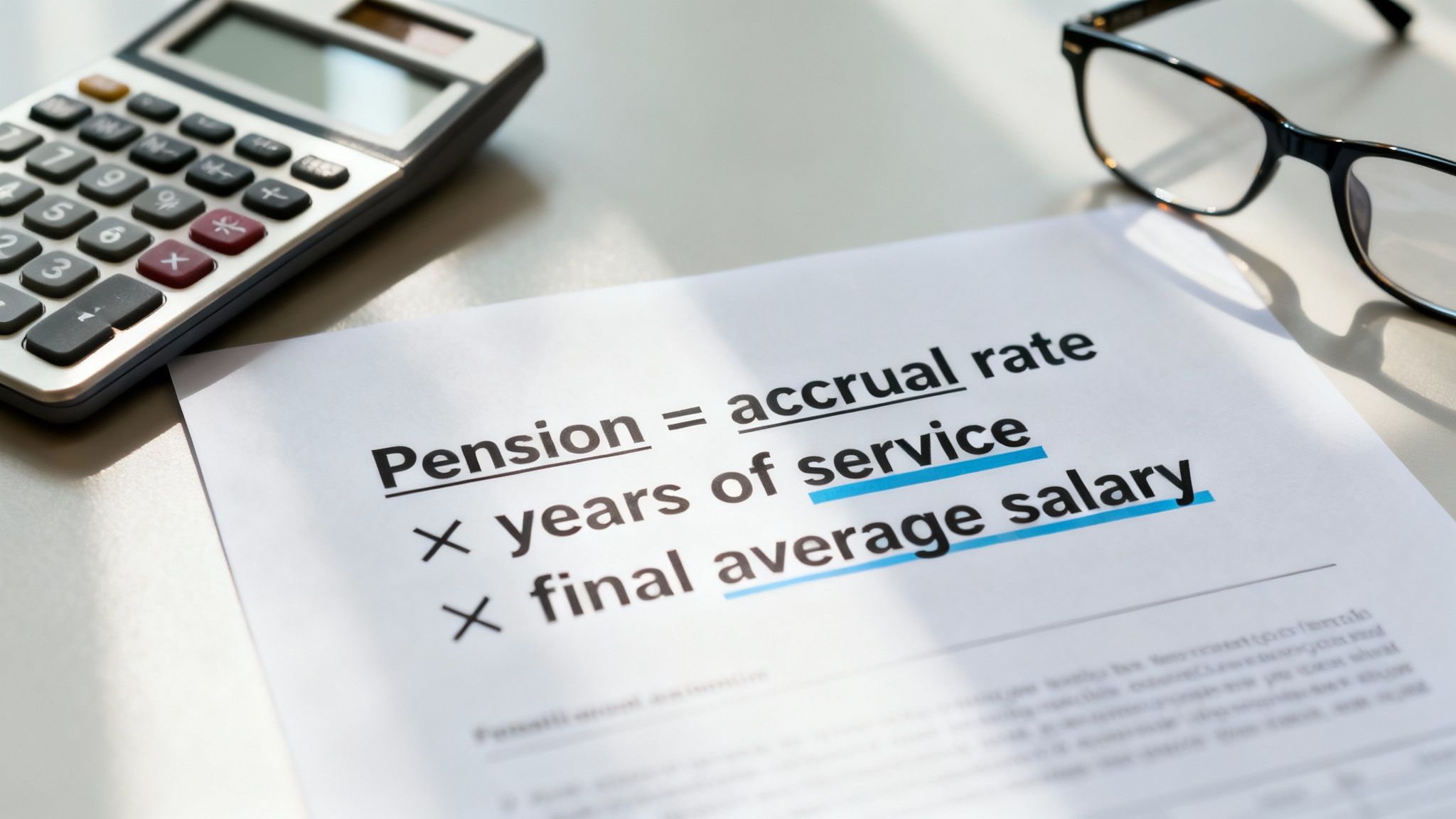 A person using a calculator to plan their finances, representing pension benefit calculation.