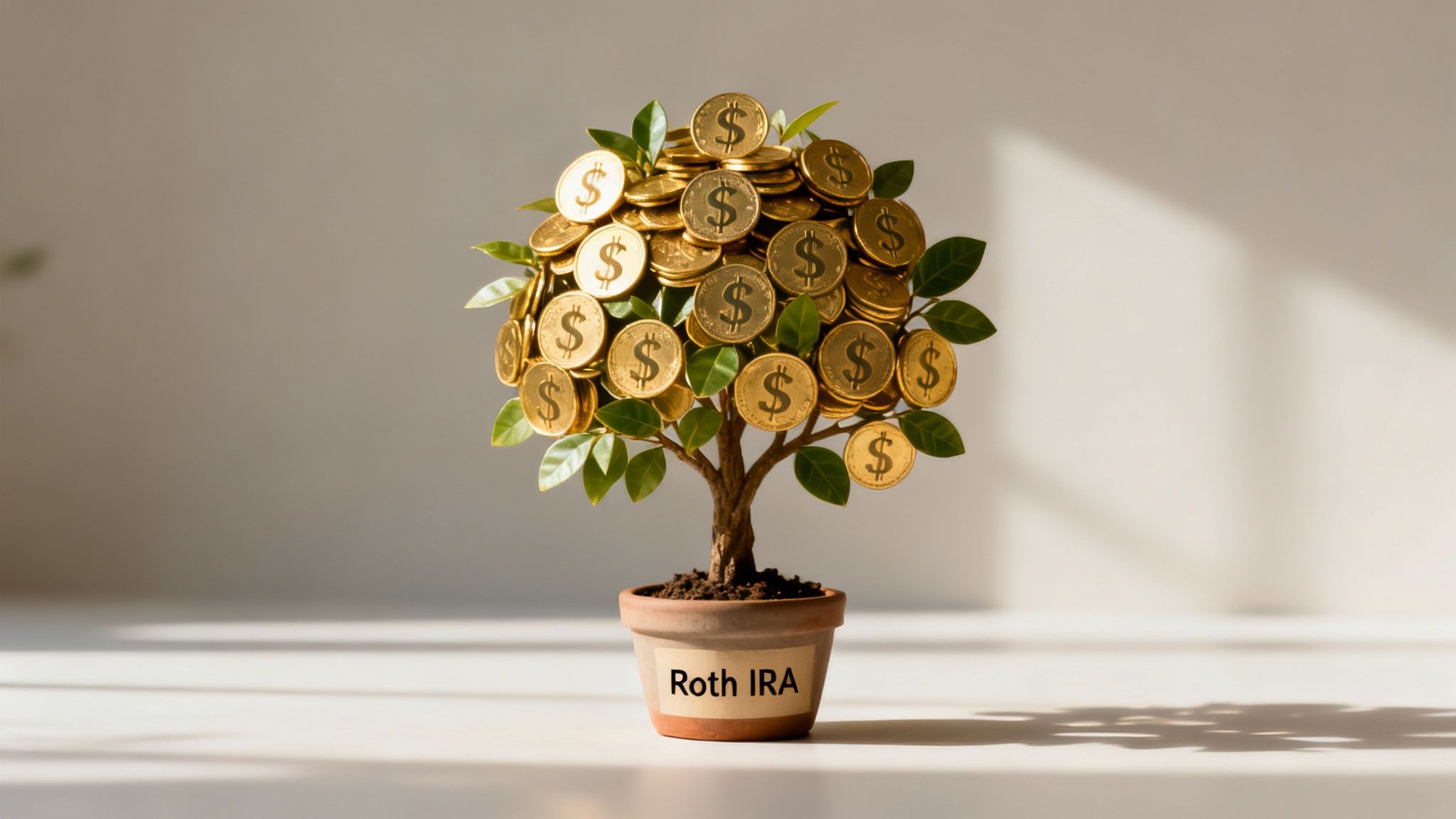 A person looking at a retirement chart with a bright future ahead.