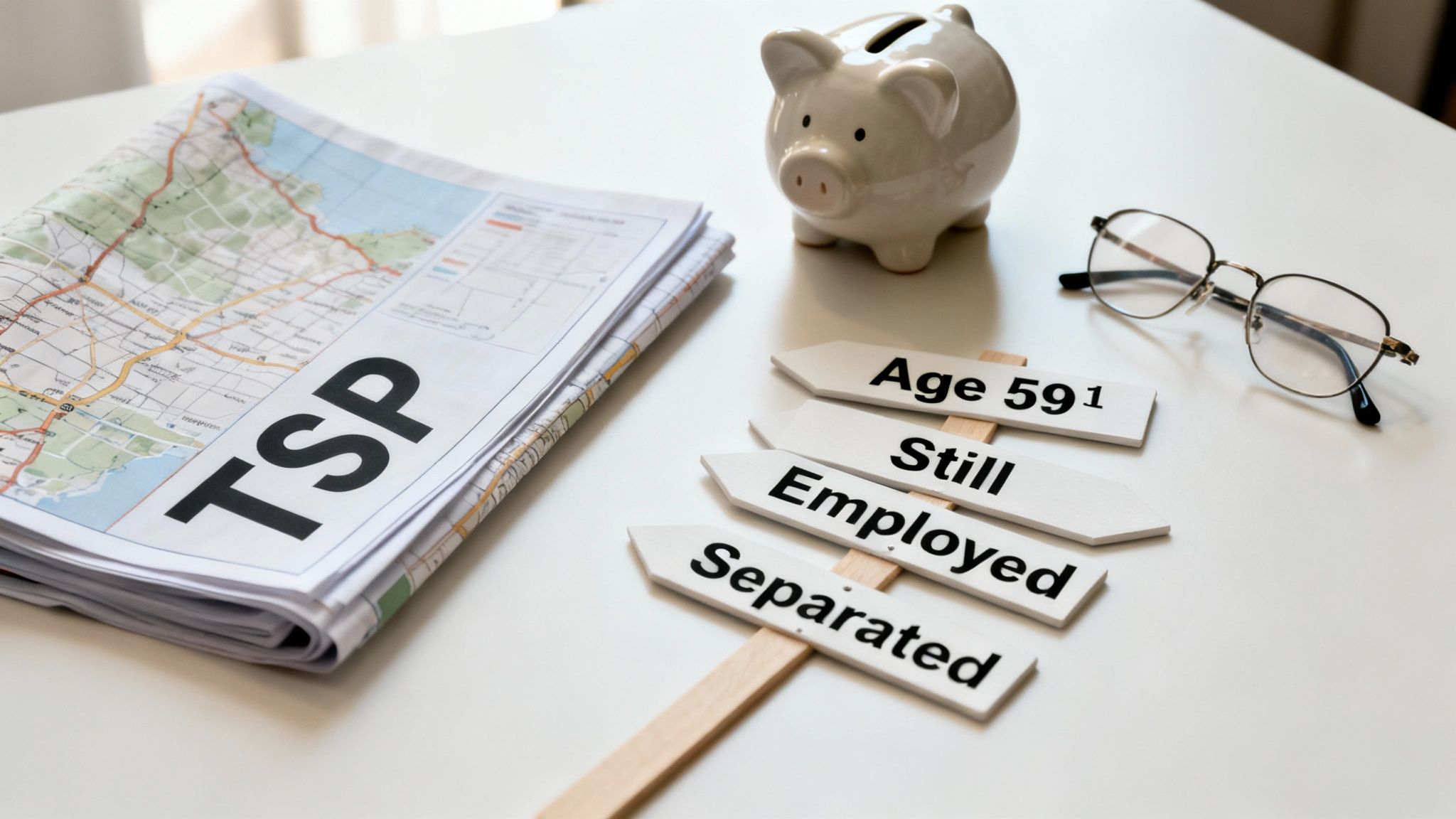 Federal employee reviewing TSP withdrawal options on a tablet.