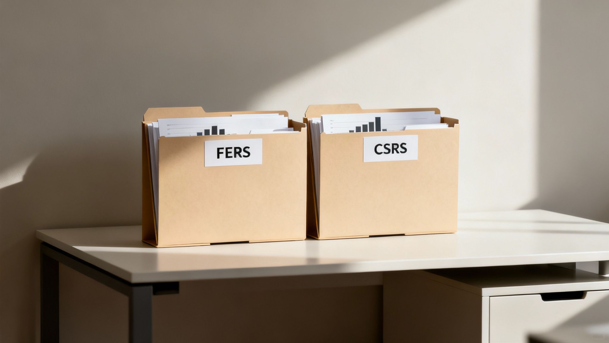 Federal retirement system comparison chart on a screen