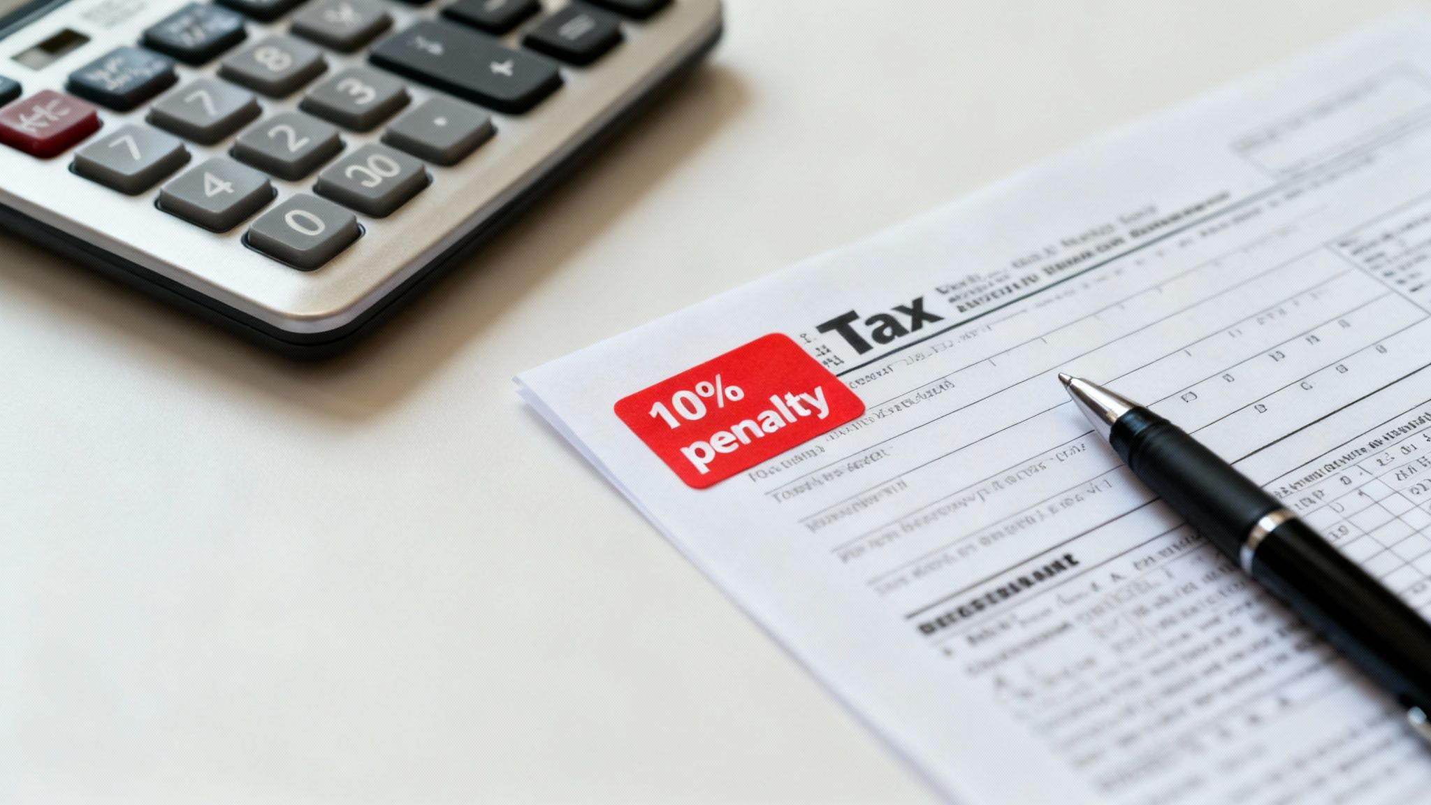 A magnifying glass focusing on the tax section of a financial document, highlighting potential penalties.