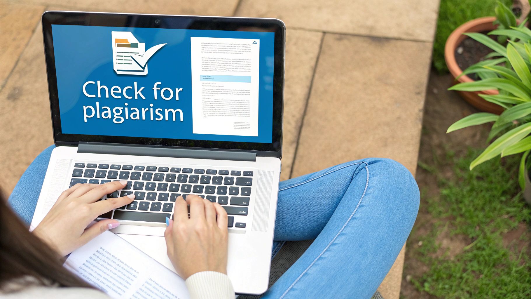 Student using a laptop with an AI interface
