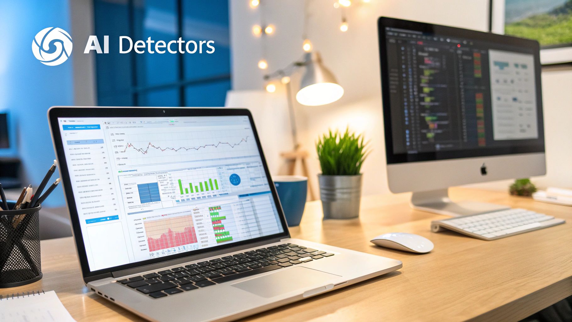 Depiction of AI detection technology analyzing text