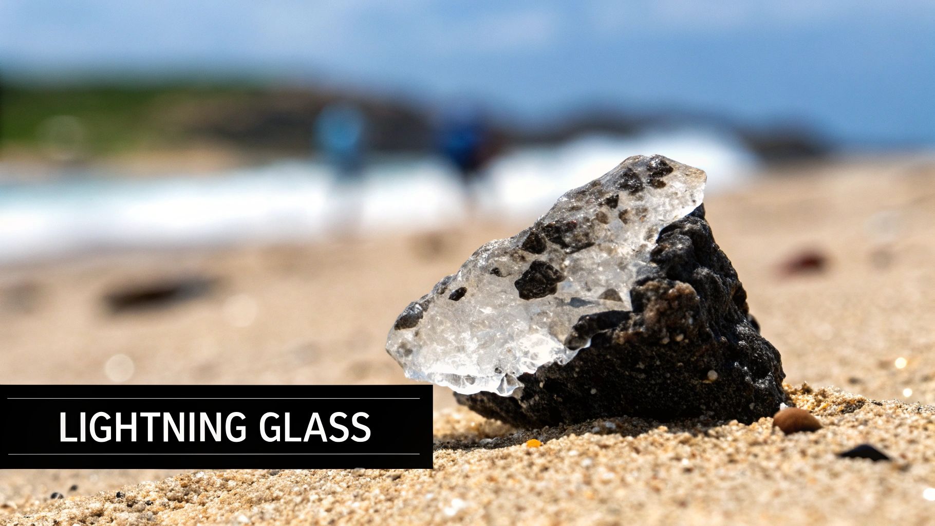 Lightning striking sand and creating a fulgurite