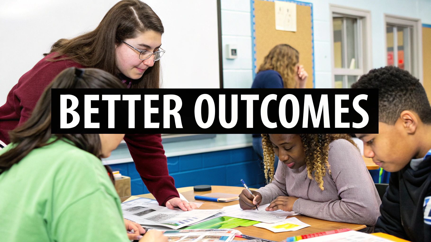 Group of young children working together on a science project, looking engaged and happy.