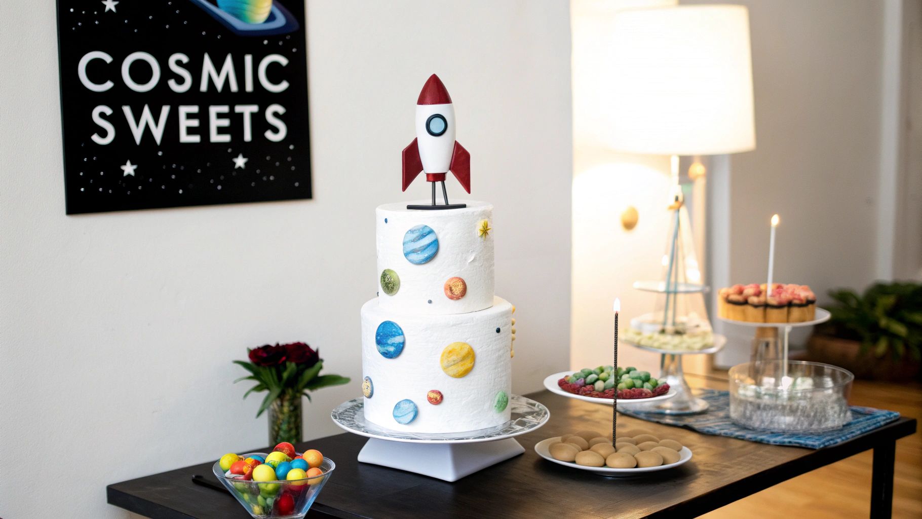 Space-Themed Cake and Dessert Display