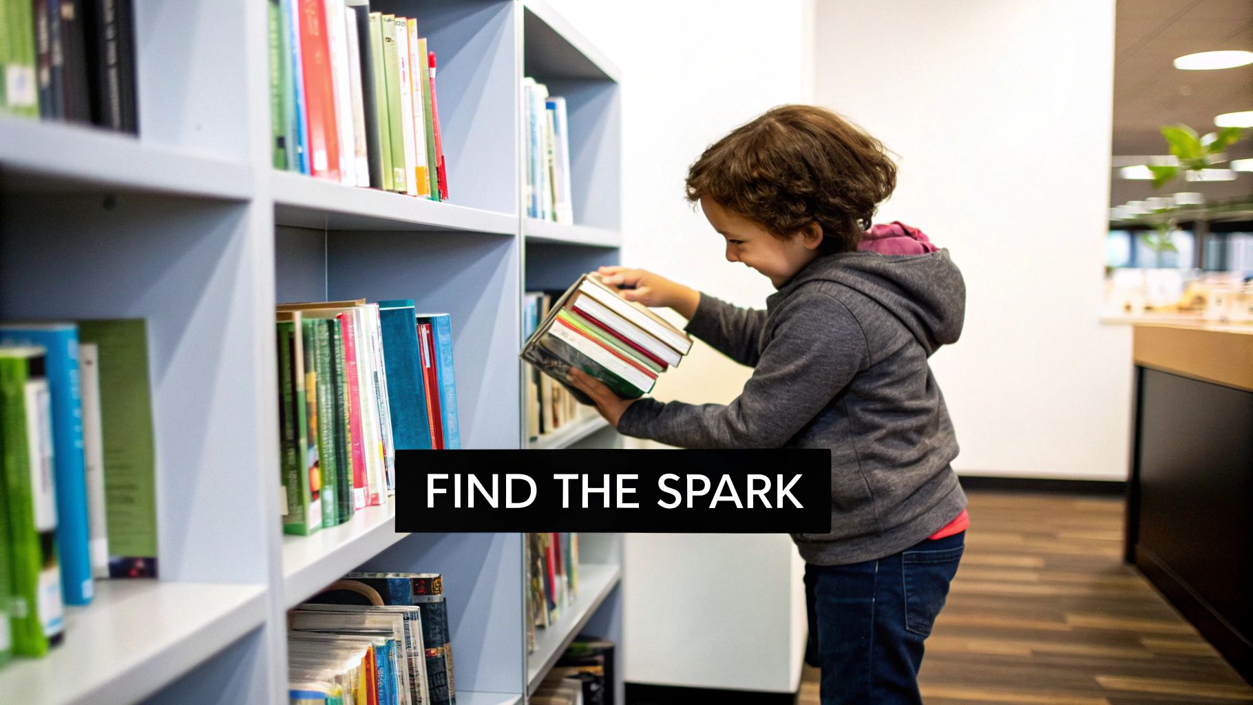 A young boy excitedly reading a book in a cosy tent made of blankets in his bedroom.