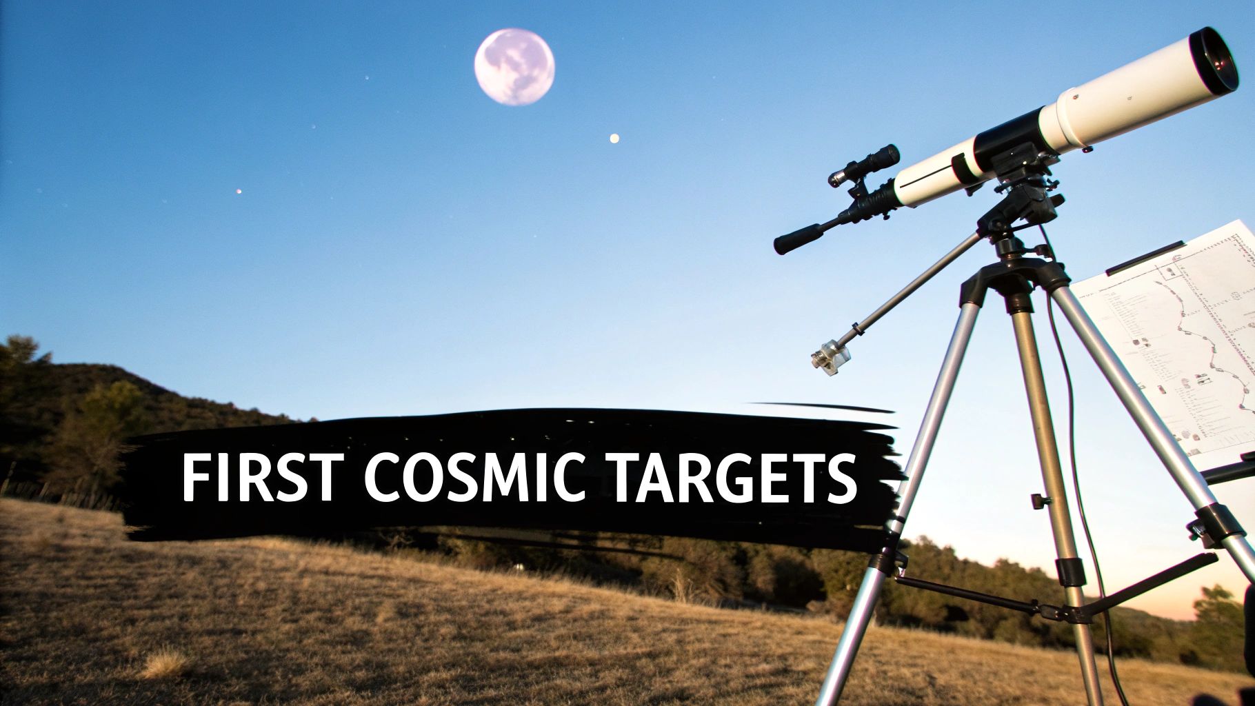 A view of Jupiter and its moons through a telescope