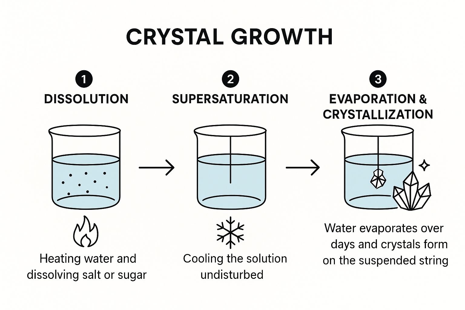Infographic showing key data about Growing Crystals with Salt or Sugar