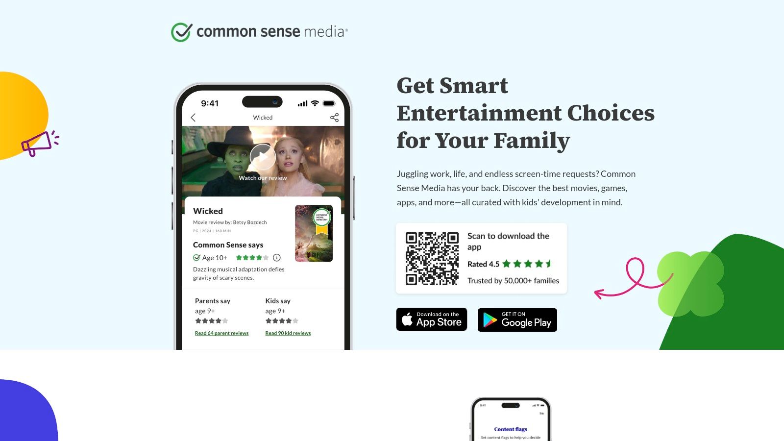 The app review section on the Common Sense Media website.