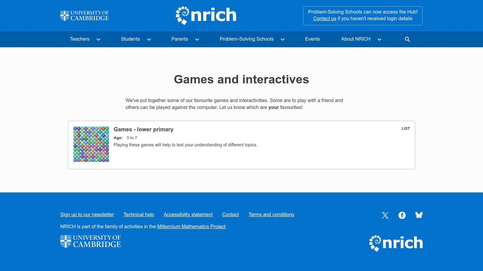 NRICH (Games and Interactives)