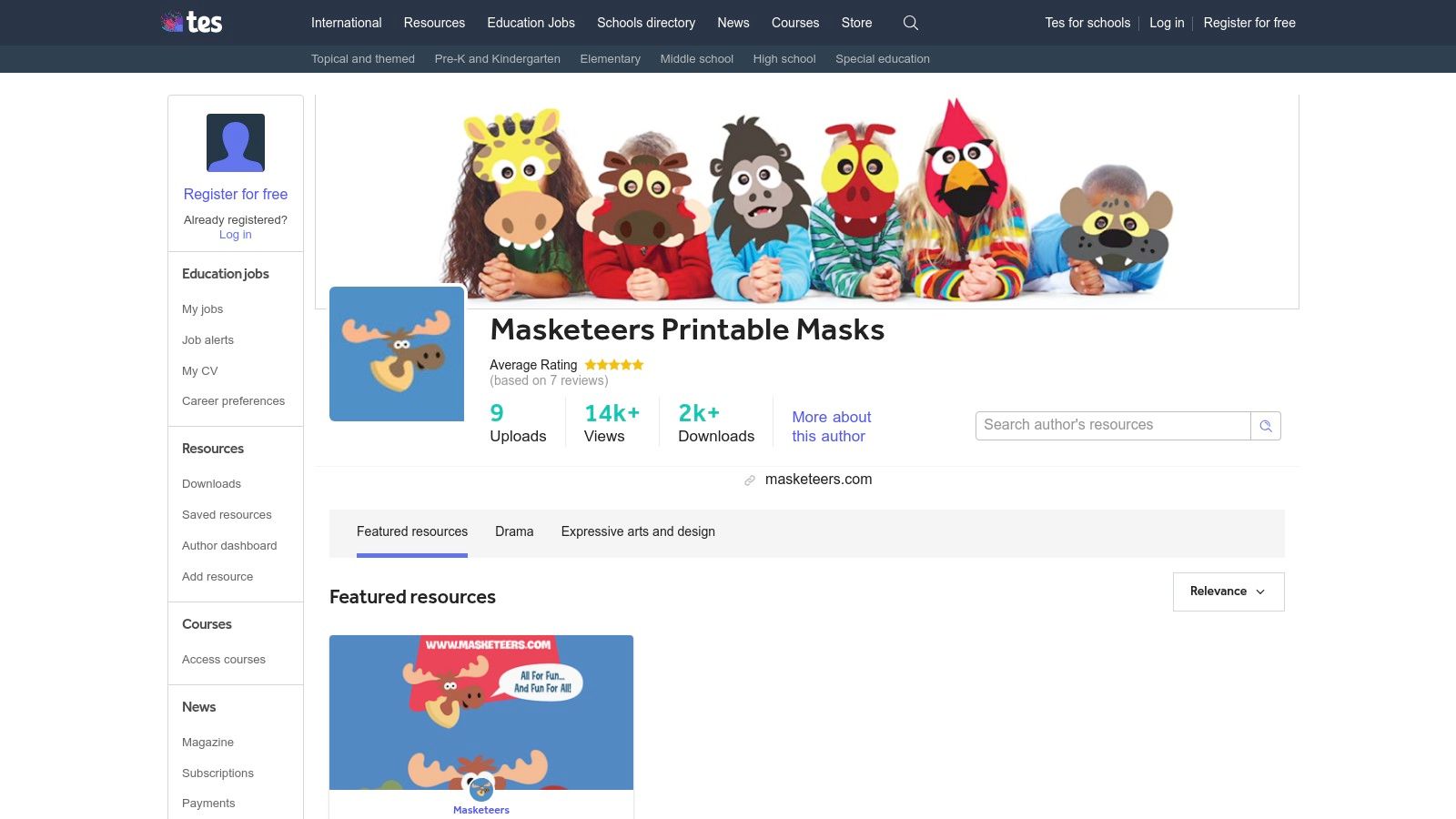 A collection of colourful printable animal face masks for children displayed on a website.