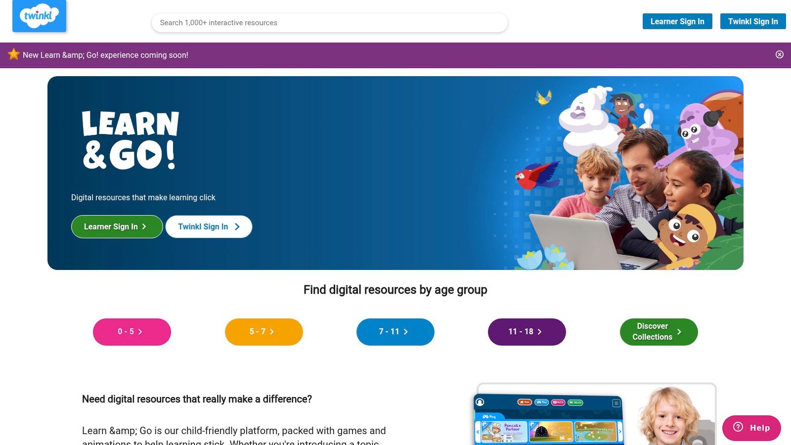 A young girl engaged with a colourful educational game on a tablet.