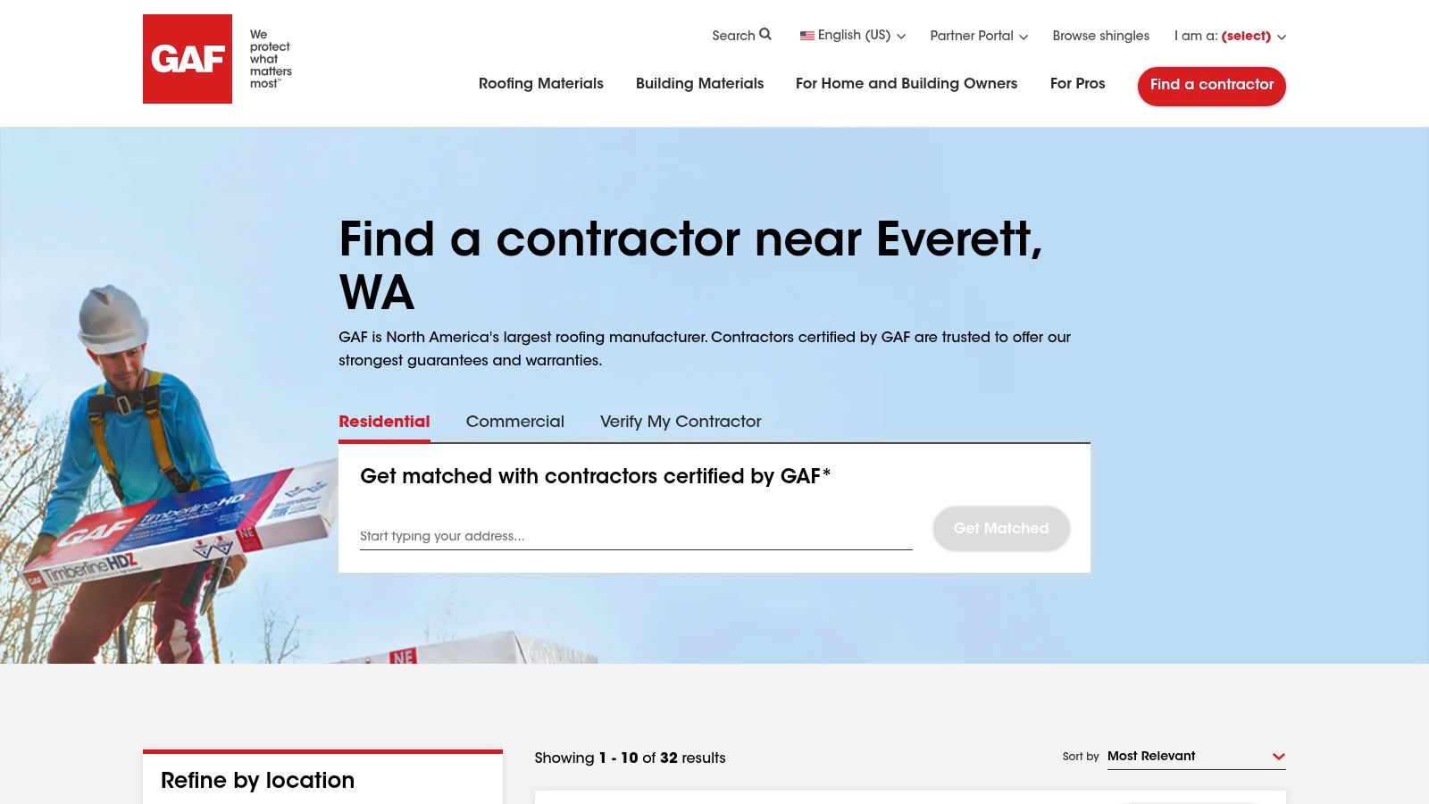 GAF – Find a Contractor near Everett, WA