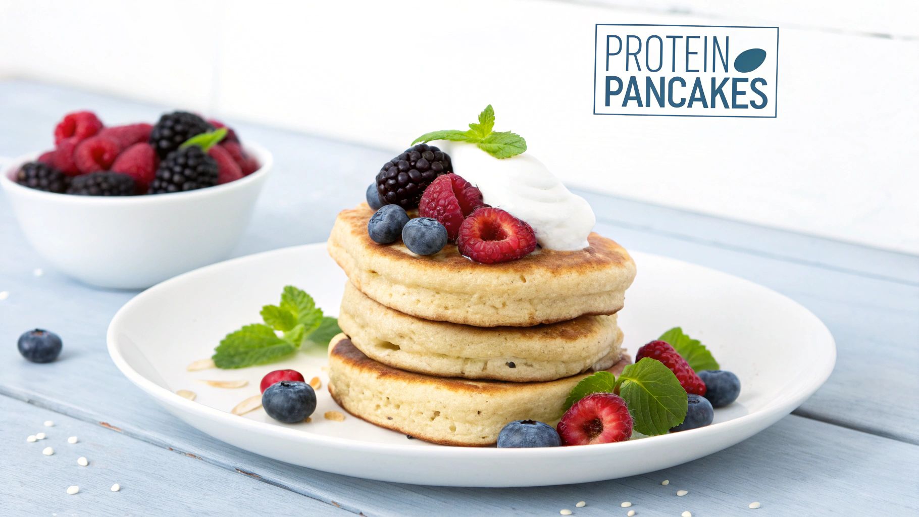 Protein Pancakes with Greek Yogurt and Berries