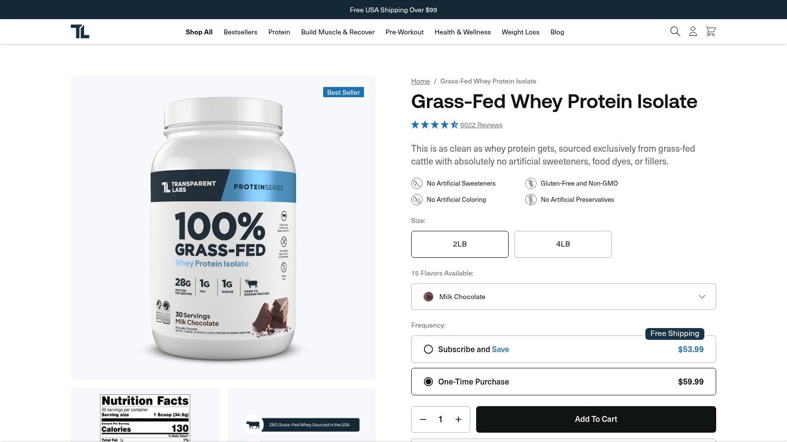 Transparent Labs Grass-Fed Whey Protein
