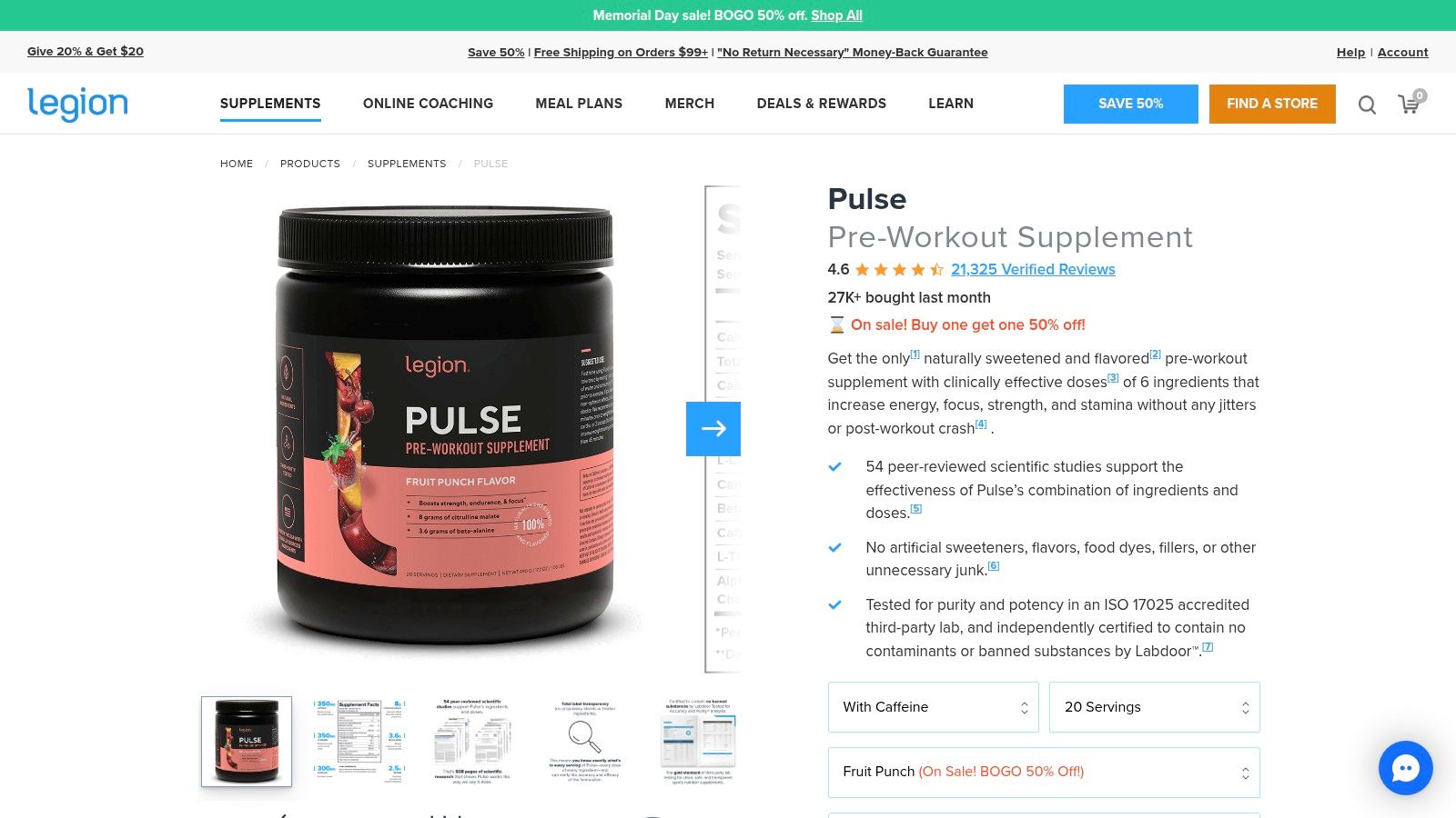 Legion Pulse Natural Pre-Workout