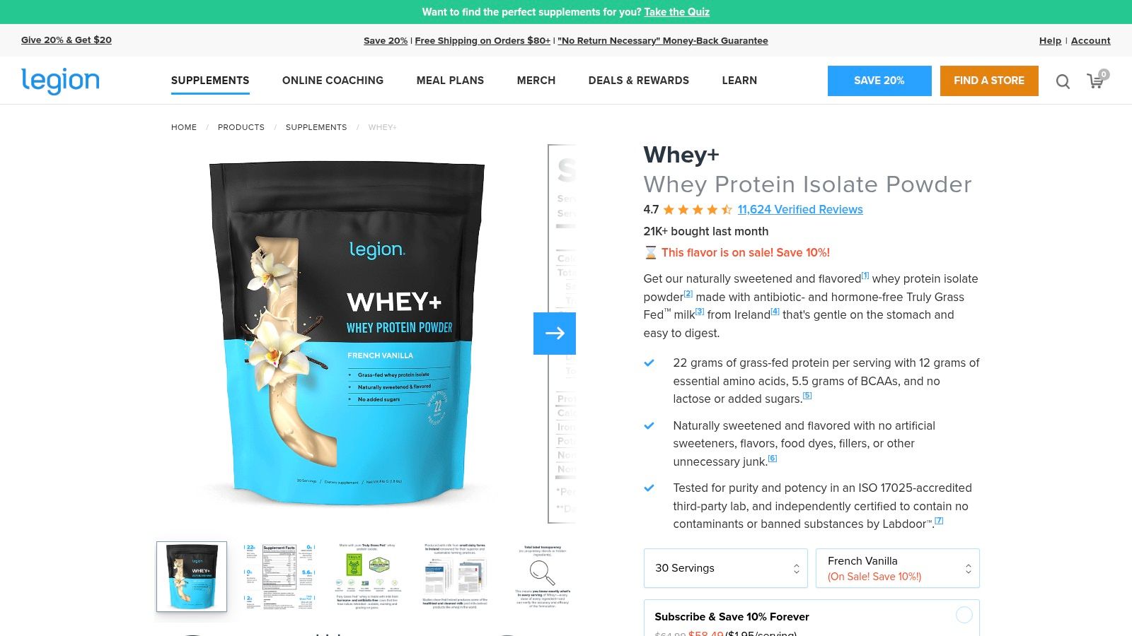 Legion Whey+ Protein Powder