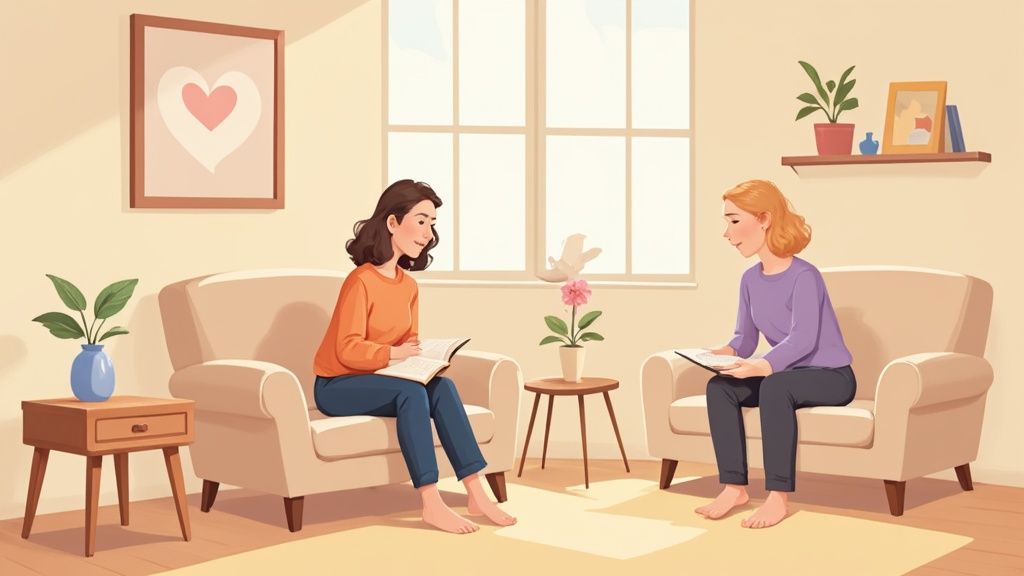 A mother holds her baby close, looking at her with love.