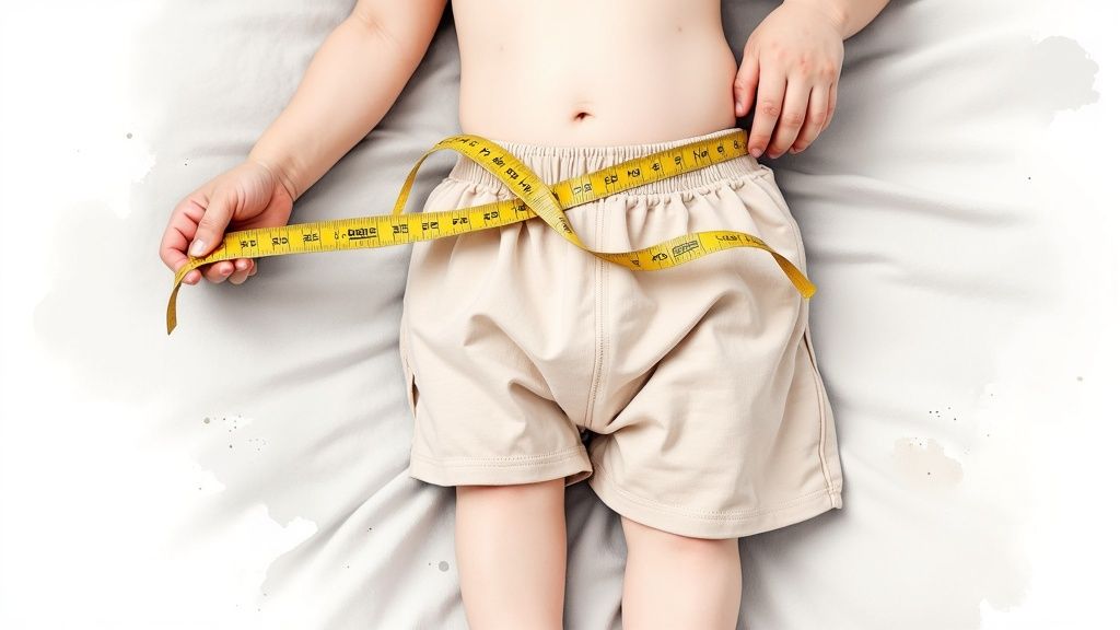 A young child wearing snug-fitting two-piece pajamas.