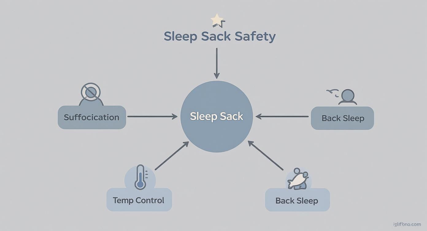 Infographic about are sleep sacks safe for newborns