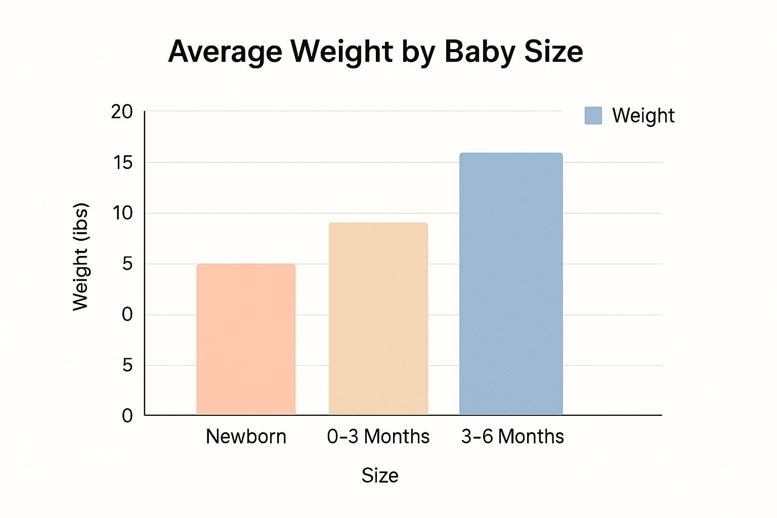 Infographic about baby clothing size chart