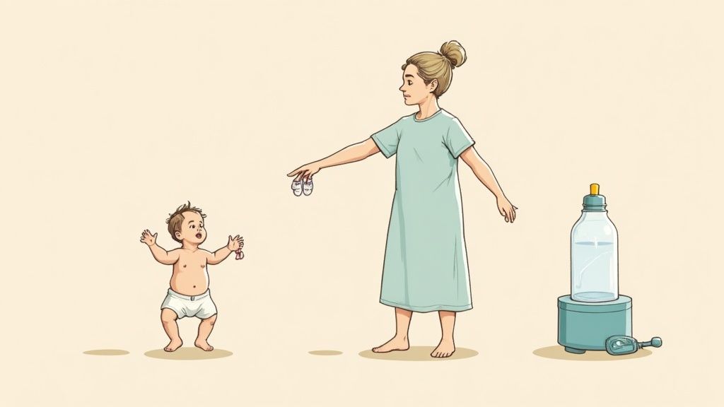 A neatly organized baby changing station with practical items like diapers, wipes, and lotions.