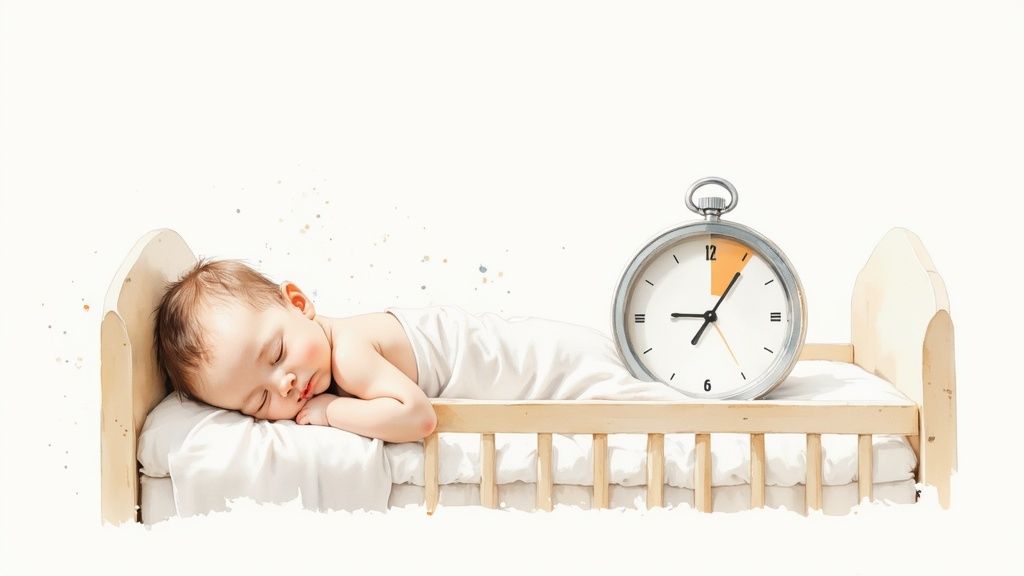 A peaceful 10-month-old baby sleeping in a crib