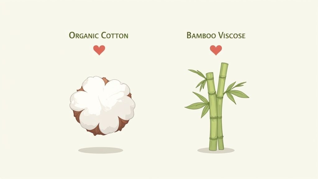 A close-up of soft organic cotton and bamboo baby clothes folded neatly