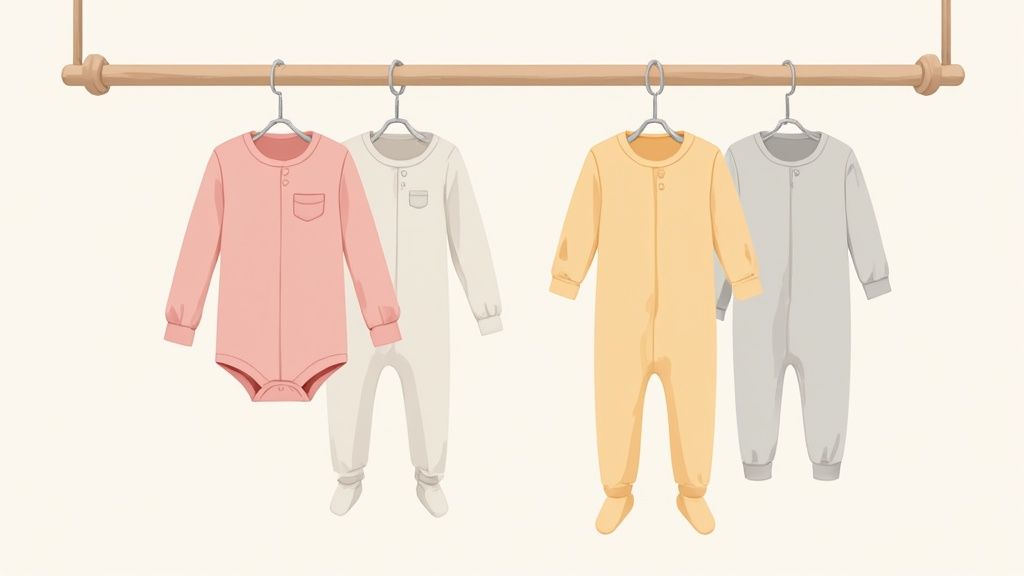 A baby smiling while wearing soft, comfortable bamboo baby pajamas.