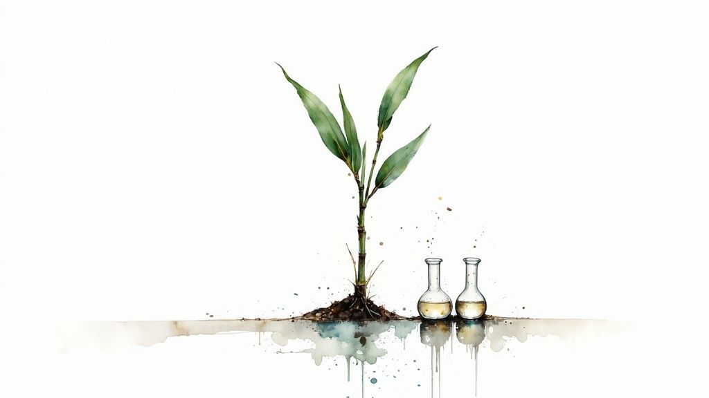 A lush green bamboo forest symbolizing the sustainable source of bamboo viscose.