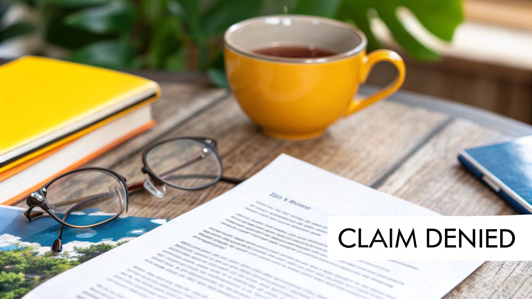 A person looking stressed while reviewing official insurance documents.