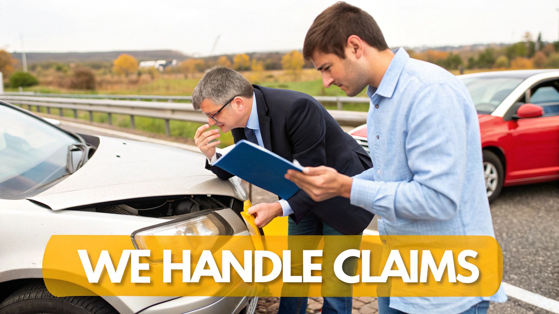 Lawyer in a meeting with clients, discussing paperwork at a modern office desk.