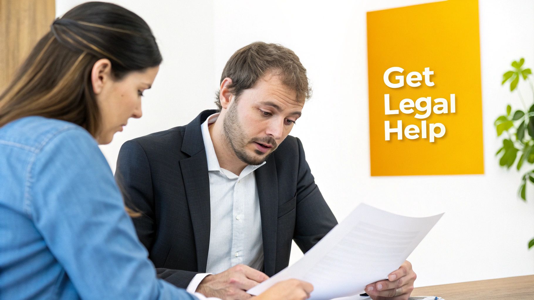 Scales of justice balancing on a wooden table.