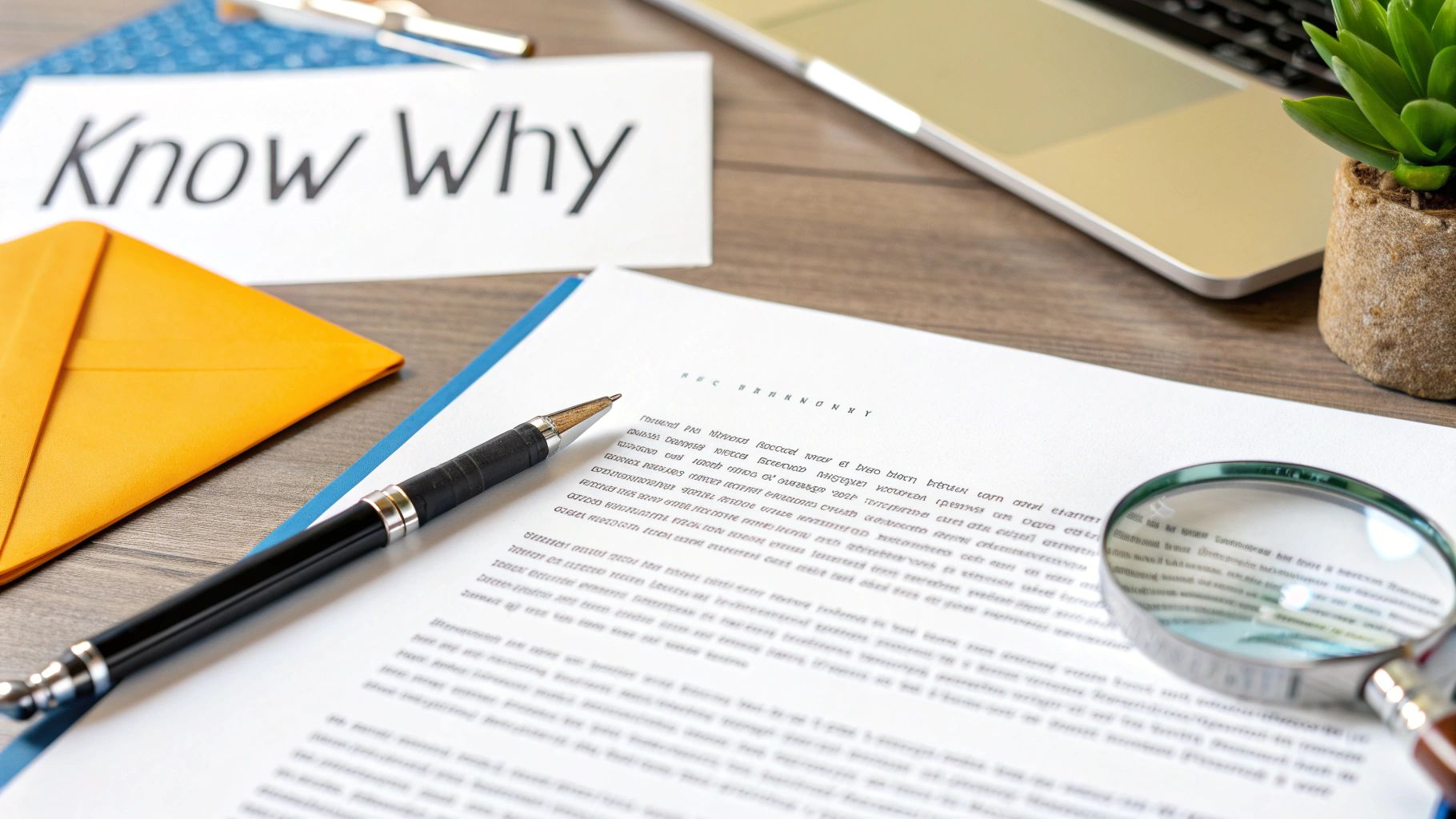 A person carefully reading a formal letter with a magnifying glass, focusing on specific clauses, representing the detailed analysis of an insurance denial.