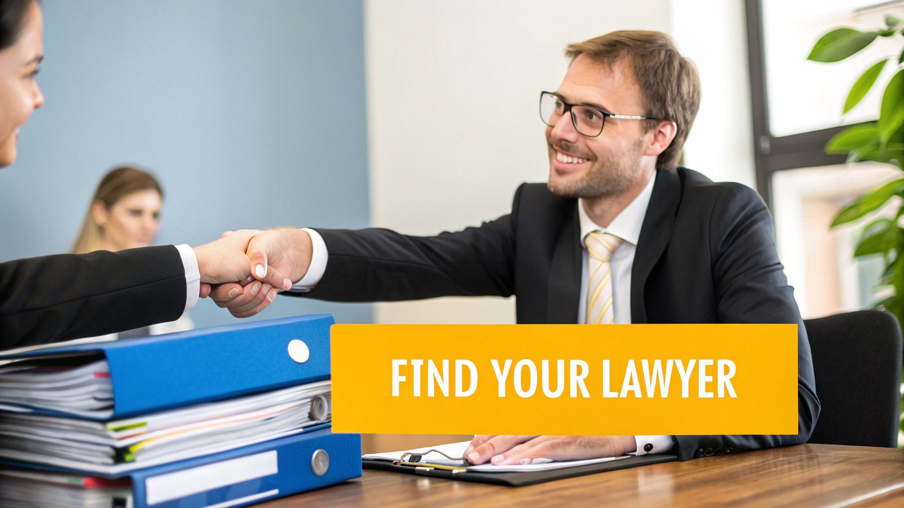 A professional lawyer in a Burlington office reviewing a client's insurance policy documents.