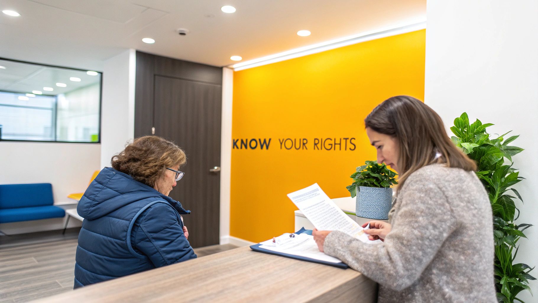 A lawyer reviewing short-term disability claim documents for a client in Brampton.