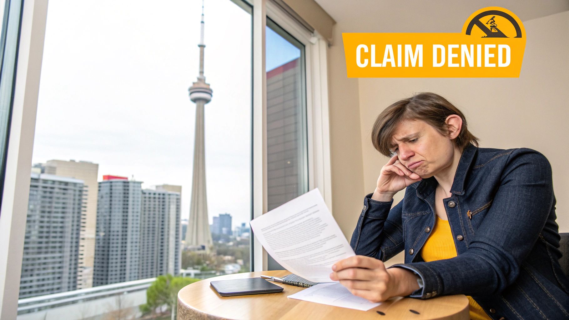 A person looking stressed while reviewing official documents at a desk.