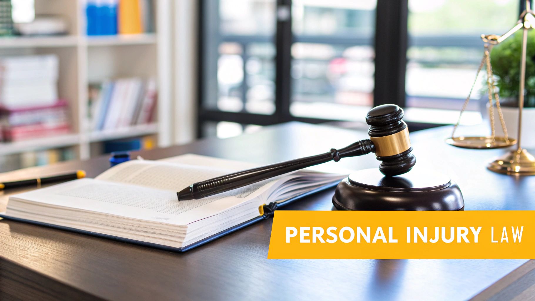 A focused lawyer reviews legal documents at a desk, representing the detailed work in personal injury lawsuits.