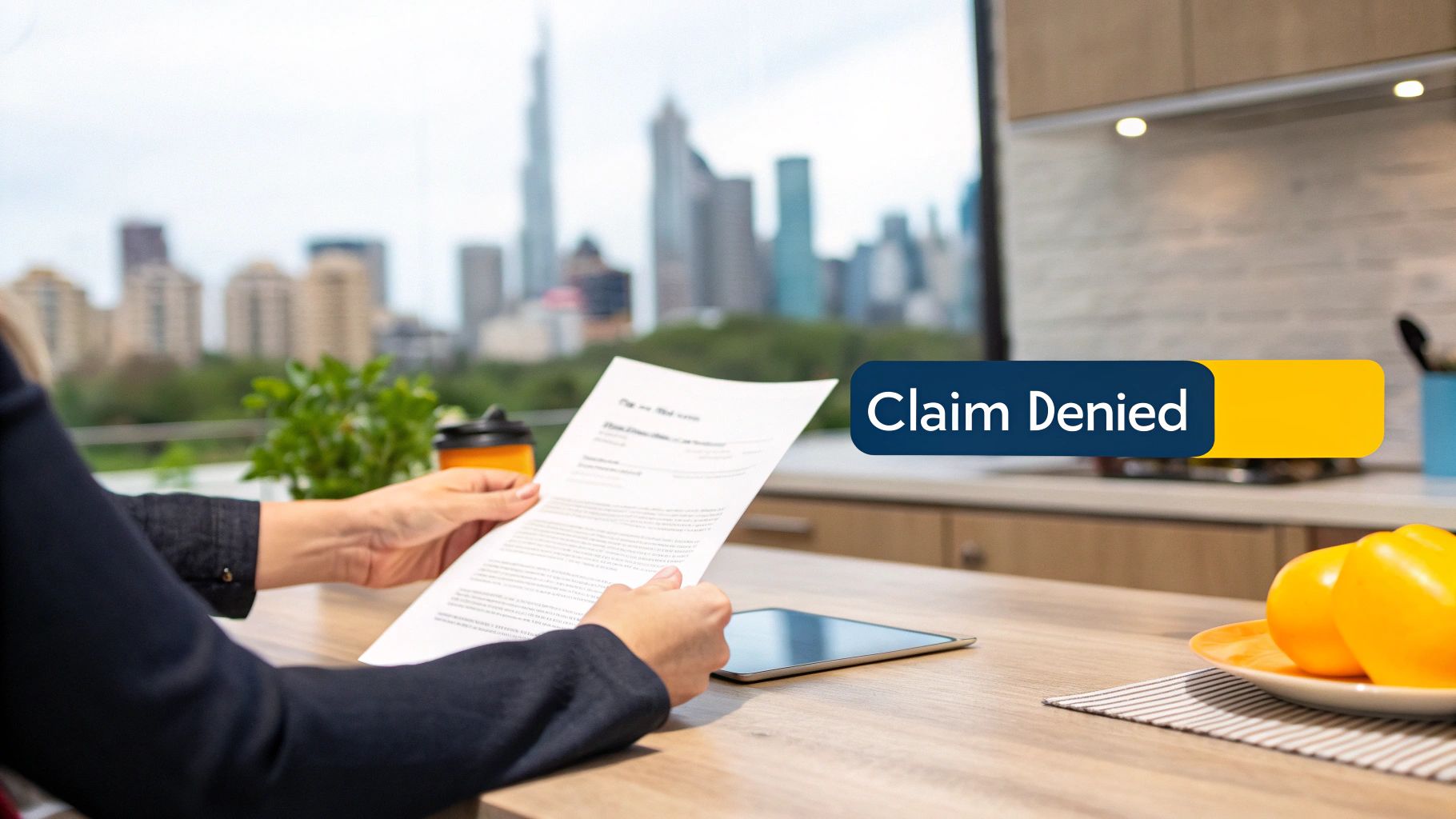 A person looking stressed while reviewing official documents at a desk.