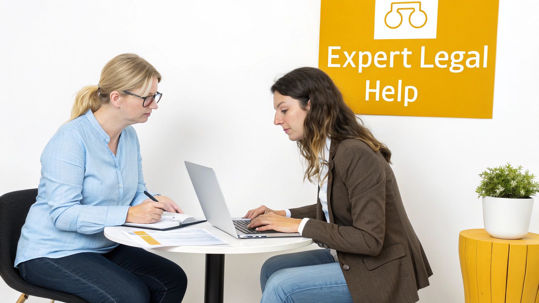 A lawyer and client in Brampton discussing a short-term disability claim strategy.