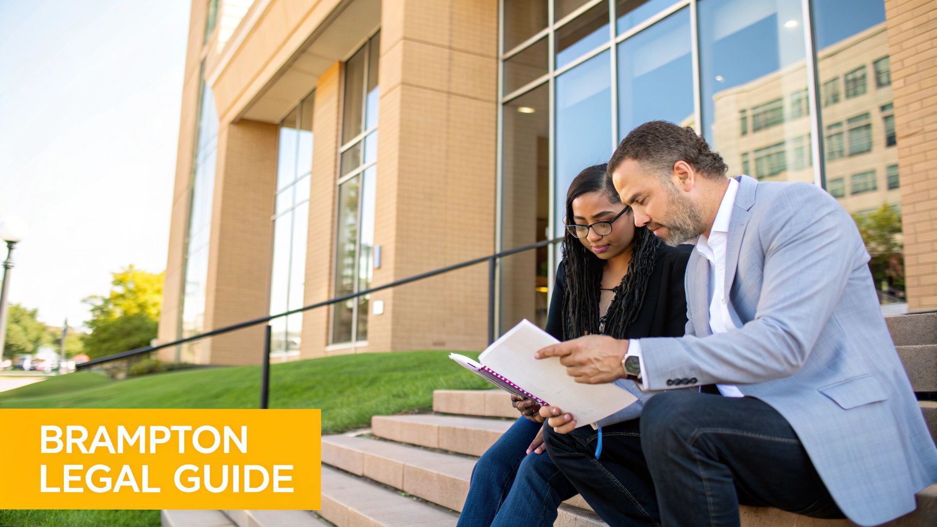 A modern courthouse building representing the Brampton legal system.