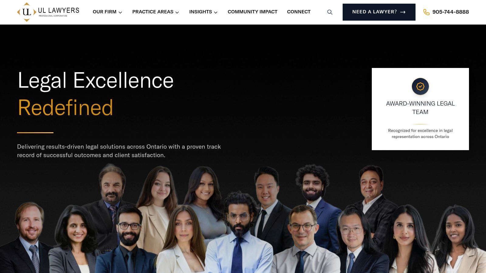 A professional photo of the UL Lawyers team, representing the best employment lawyers in Ontario.