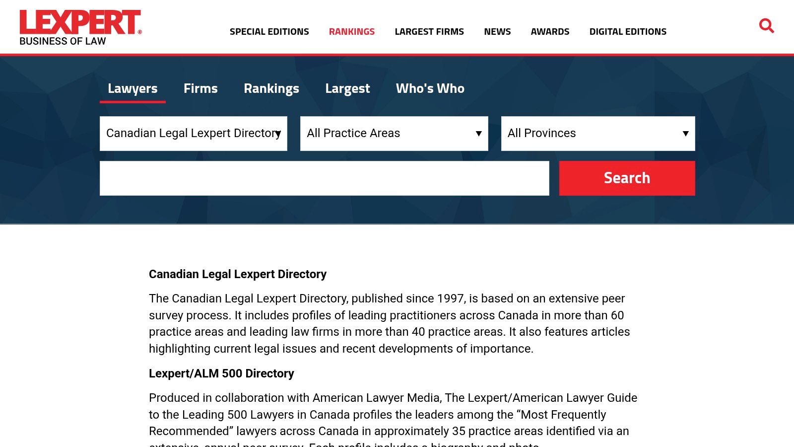 Lexpert – Canadian Legal Lexpert Directory (Employment/Labour in Ontario)