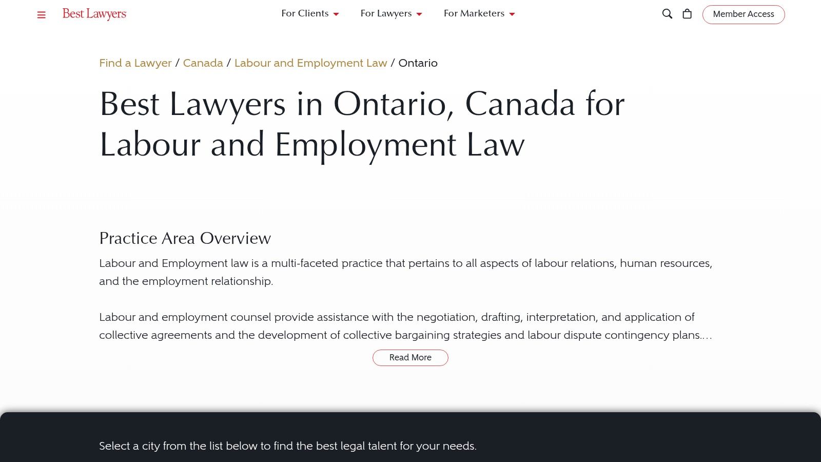 Best Lawyers – Ontario Labour & Employment Directory